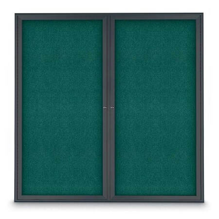 United Visual Products Sliding Door Indoor Enclosed Corkboard, 9 UV9030ACS-WHITE-FORBO